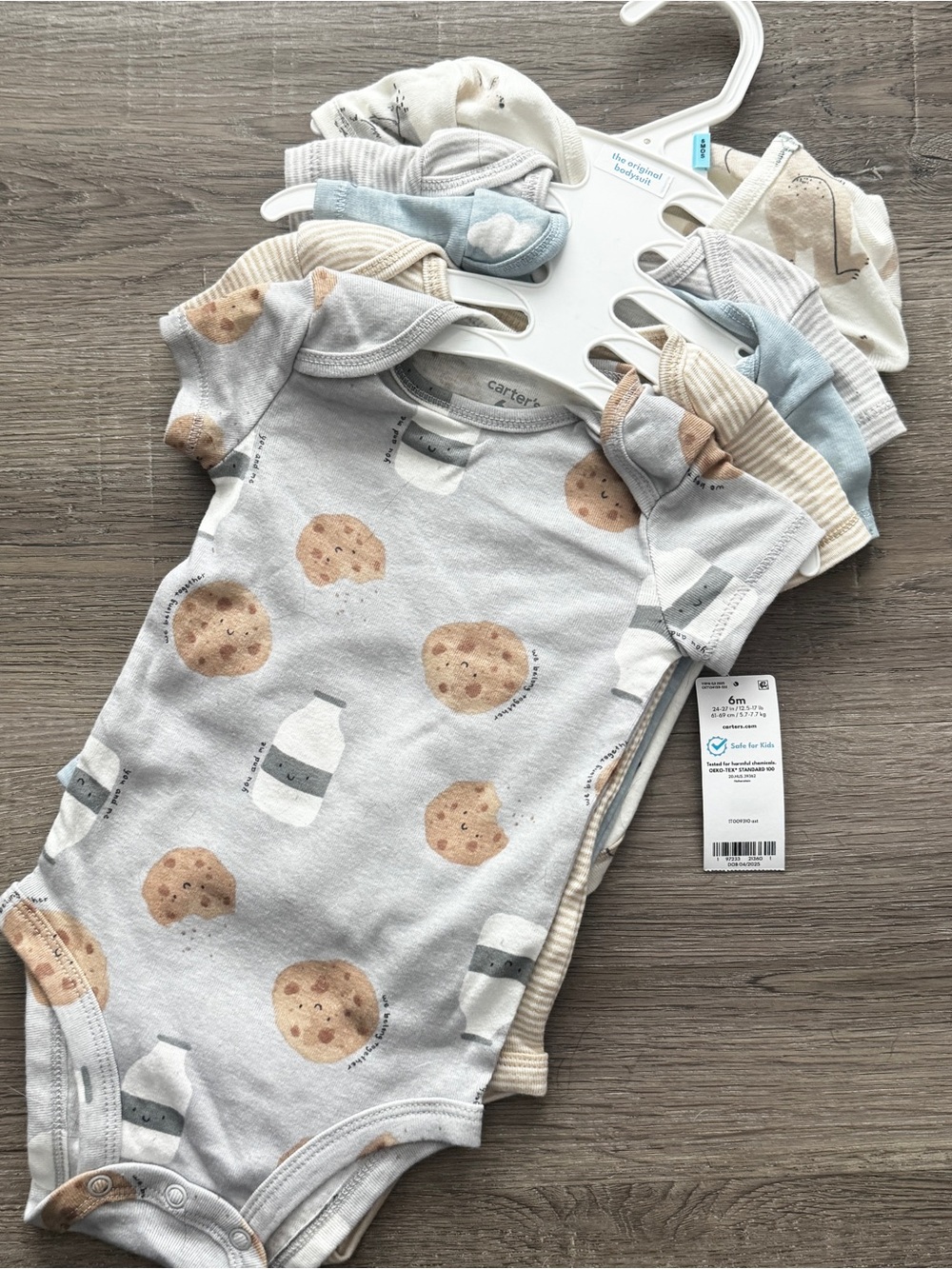 Carter's Gray Cookie & Milk Short-Sleeve One-Piece Bodysuit